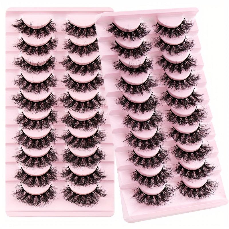 10 Pairs Fluffy Full Strip Lashes Messy Curly Faux Mink Lashes Natural Look