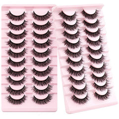 10 Pairs Fluffy Full Strip Lashes Messy Curly Faux Mink Lashes Natural Look