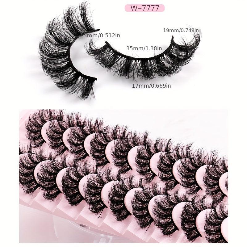 10 Pairs Fluffy Full Strip Lashes Messy Curly Faux Mink Lashes Natural Look