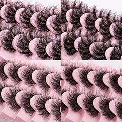 10 Pairs Fluffy Full Strip Lashes Messy Curly Faux Mink Lashes Natural Look