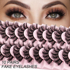 10 Pairs Fluffy Full Strip Lashes Messy Curly Faux Mink Lashes Natural Look