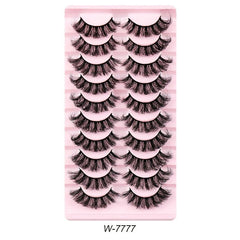 10 Pairs Fluffy Full Strip Lashes Messy Curly Faux Mink Lashes Natural Look