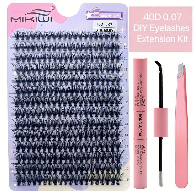 DIY Lash Clusters Kit - 2 in 1 Bond & Sealant Applicator - D Curling Volume