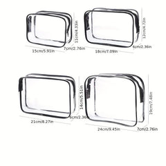 4pcs Toiletry Bag Cosmetic Bag with Zipper PVC Waterproof Makeup Bags
