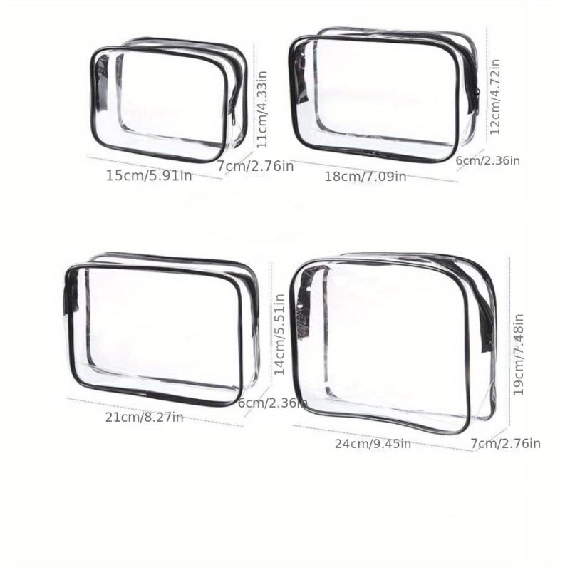 4pcs Toiletry Bag Cosmetic Bag with Zipper PVC Waterproof Makeup Bags