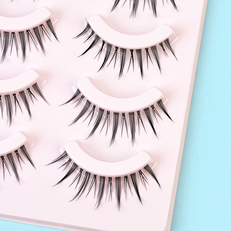 5 Pairs Spiky Crisscross Style Wispy Lashes Cosplay False Eyelashes