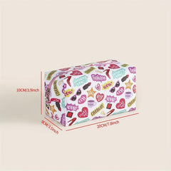 Heart Sunglasses Lipstick Slogan Pattern Makeup Bag