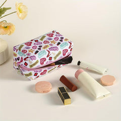 Heart Sunglasses Lipstick Slogan Pattern Makeup Bag