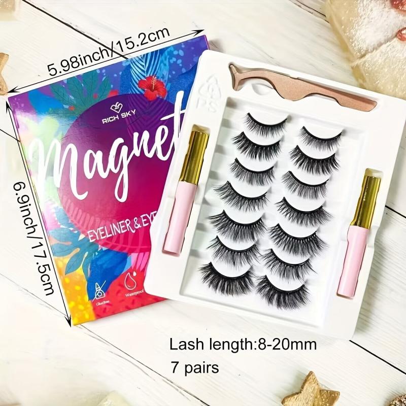 7 Pairs Magnetic Eyelashes 3D Reusable Natural Magnetic Eyelashes Kit