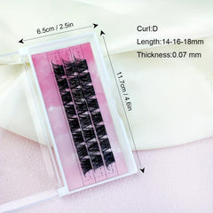 DIY Clusters Lashes Extension Kit D Curling 0.07 14-18mm Lashes