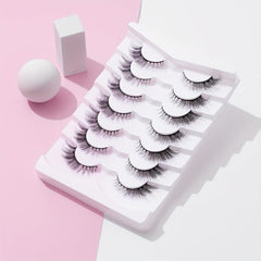 7 Pairs 5D Curly Cat Eyes False Eyelashes 14mm