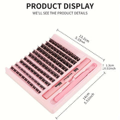 DIY Eyelash Extensions Kit Clusters Lashes with Tweezers & Adhesive