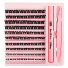 DIY Eyelash Extensions Kit Clusters Lashes with Tweezers & Adhesive