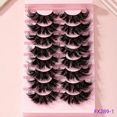 8 Pairs 25mm False Eyelashes Cat Eye Fluffy Faux Mink Lashes 9D