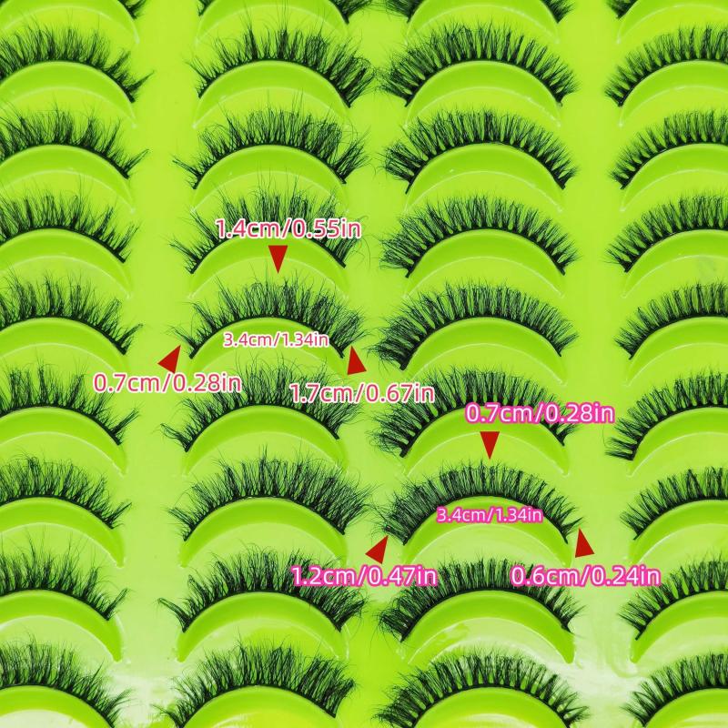 20 Pairs 8D Dramatic False Eyelashes Cat Eye Fox Eye Look Faux Mink Lashes