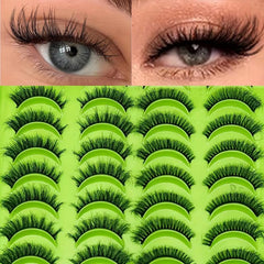 20 Pairs 8D Dramatic False Eyelashes Cat Eye Fox Eye Look Faux Mink Lashes