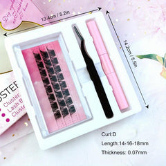 DIY Clusters Extension Kit 14 16 18mm 2 Styles Lash Bond & Seal Mascara Brush