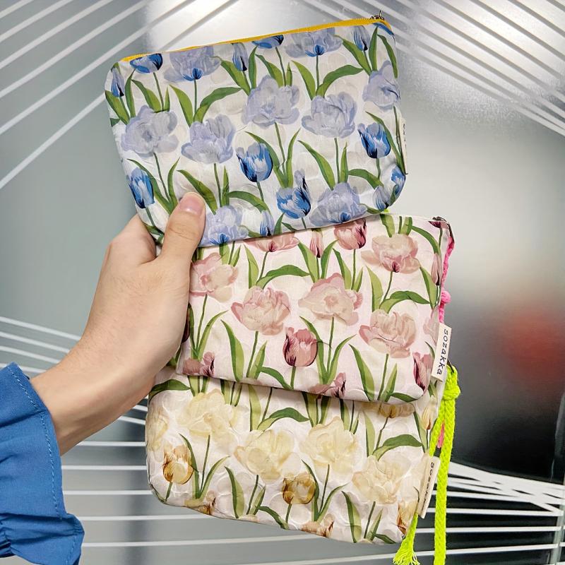 3pcs Travel Cosmetic Bag With Lanyard Portable Makeup Storage Bag Purse