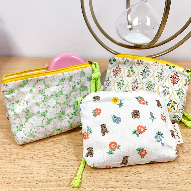 3pcs Travel Cosmetic Bag With Lanyard Portable Makeup Storage Bag Purse