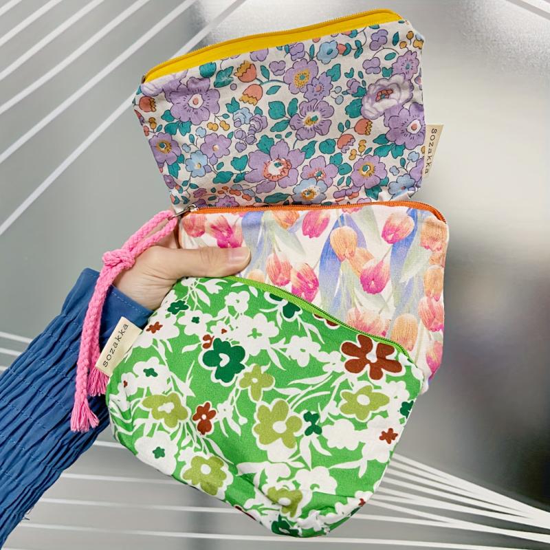 3pcs Travel Cosmetic Bag With Lanyard Portable Makeup Storage Bag Purse