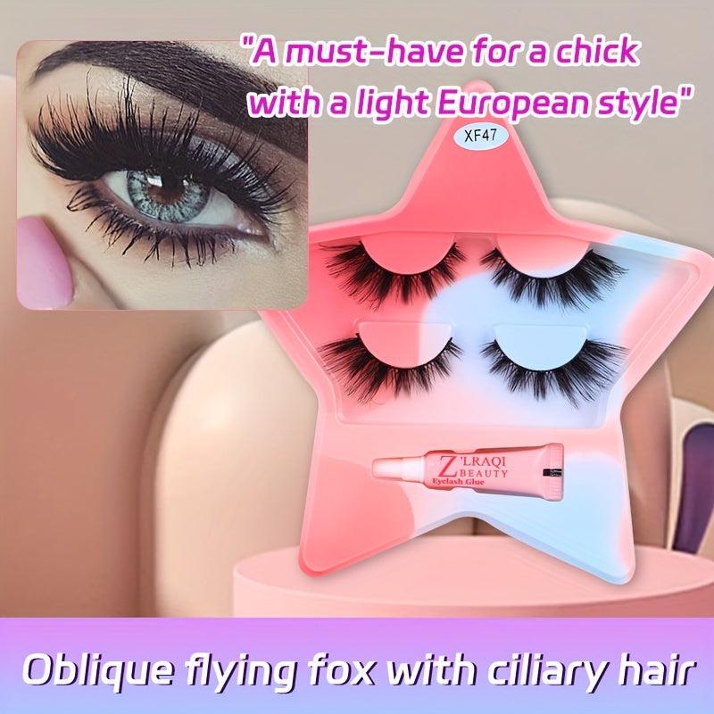 2 Pairs Fox Eye Lashes for Natural Thick Curling Eyelashes