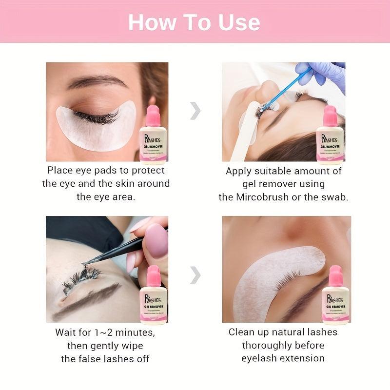 Sensitive Eyelash Extension Gel Remover Clear Gel 15ml - No Burn Acetone