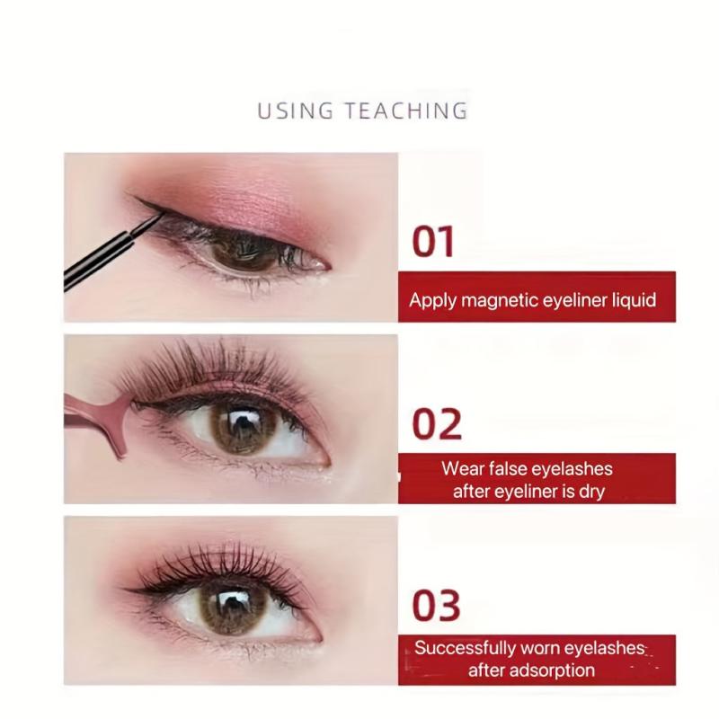 10 Pairs Magnetic False Eyelashes With Liquid Eyeliner Set