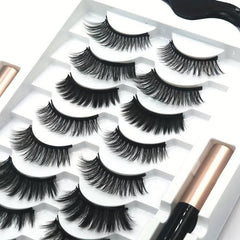 10 Pairs Magnetic False Eyelashes With Liquid Eyeliner Set