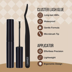 56D Cluster Eyelashes Bunches Kits Volumizing Waterproof Lash Bond Seal