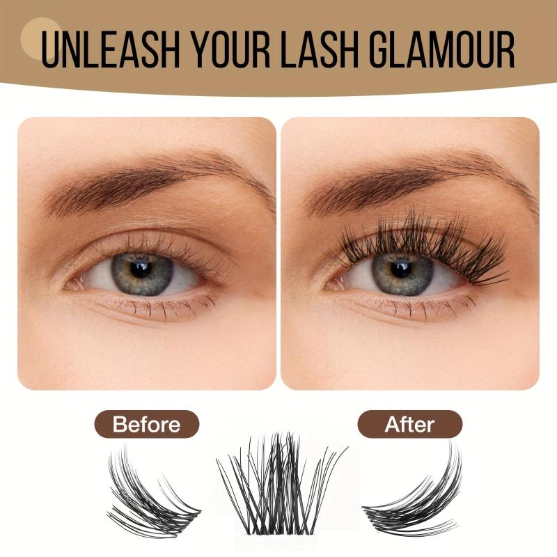 56D Cluster Eyelashes Bunches Kits Volumizing Waterproof Lash Bond Seal