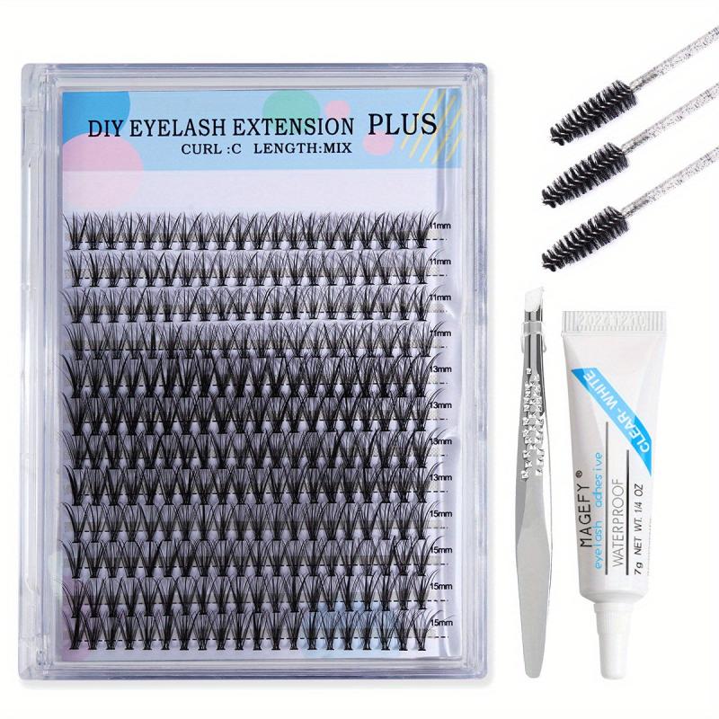 240pcs 11 15mm False Eyelashes Set Light Unburdened Glue & Tool
