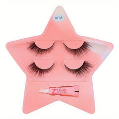 2 Pairs Fox Eye Lashes, Mini Glue Kit, Winged End Eye Elongated Eyelashes