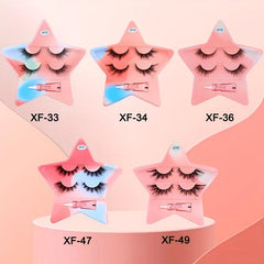 2 Pairs Fox Eye Lashes, Mini Glue Kit, Winged End Eye Elongated Eyelashes