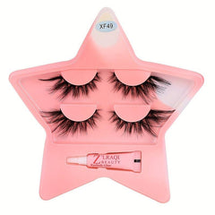 2 Pairs Fox Eye Lashes, Mini Glue Kit, Winged End Eye Elongated Eyelashes