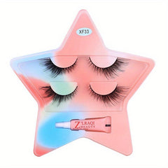 2 Pairs Fox Eye Lashes, Mini Glue Kit, Winged End Eye Elongated Eyelashes