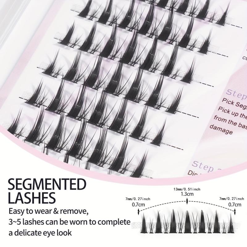 60pcs Cluster Lashes 10 12mm Thick Curling Natural False Eyelashes Set