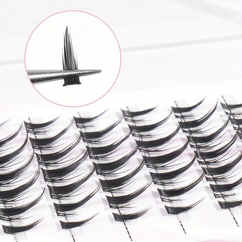 60pcs Cluster Lashes 10 12mm Thick Curling Natural False Eyelashes Set