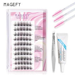60pcs Cluster Lashes 10 12mm Thick Curling Natural False Eyelashes Set