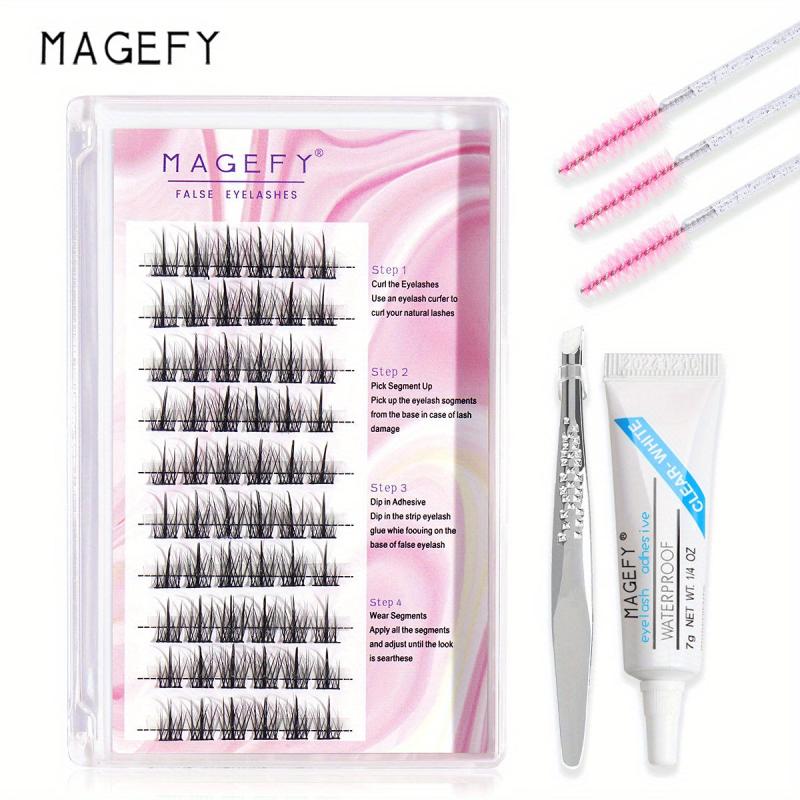 60pcs Cluster Lashes 10 12mm Thick Curling Natural False Eyelashes Set