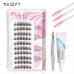 60pcs Cluster Lashes 10 12mm Thick Curling Natural False Eyelashes Set