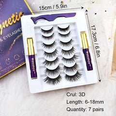 7 Pairs 3D Magnetic Eyelashes With Eyeliner Kit - Long Lasting & Natural Look
