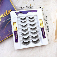 7 Pairs 3D Magnetic Eyelashes With Eyeliner Kit - Long Lasting & Natural Look