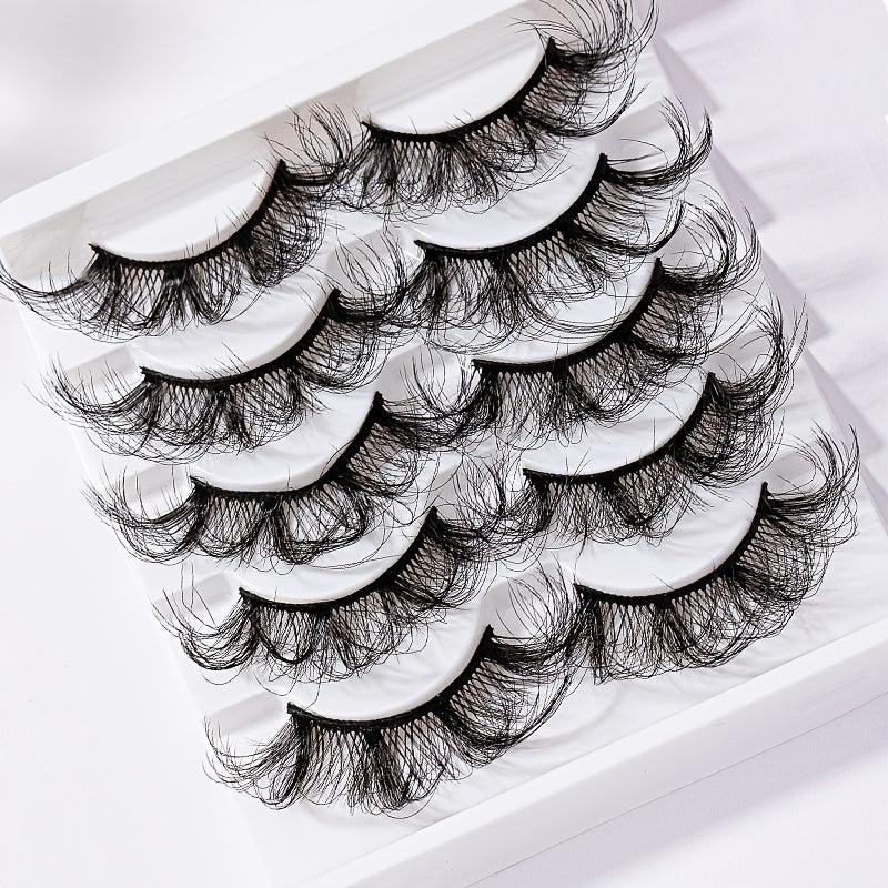 5 Pairs 8D Wispy Fluffy False Eyelashes 20mm Long Full Strip Lashes