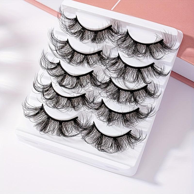 5 Pairs 8D Wispy Fluffy False Eyelashes 20mm Long Full Strip Lashes