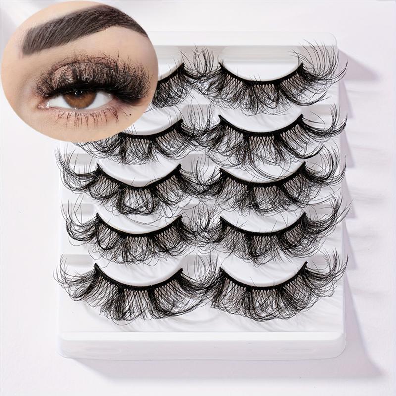 5 Pairs 8D Wispy Fluffy False Eyelashes 20mm Long Full Strip Lashes