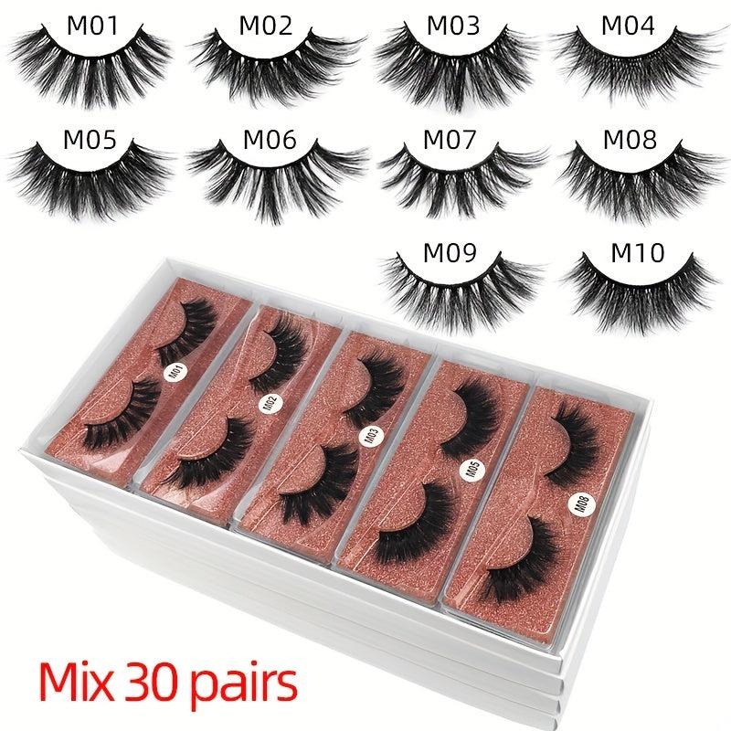 30 Pairs 3D Curly Mink False Eyelashes Thick Natural Look