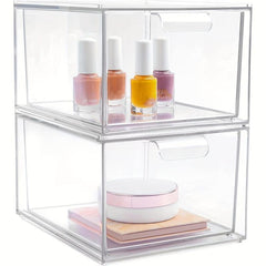 2 Pack Stackable Makeup Organizer Storage Drawers - Acrylic Bathroom Organizers