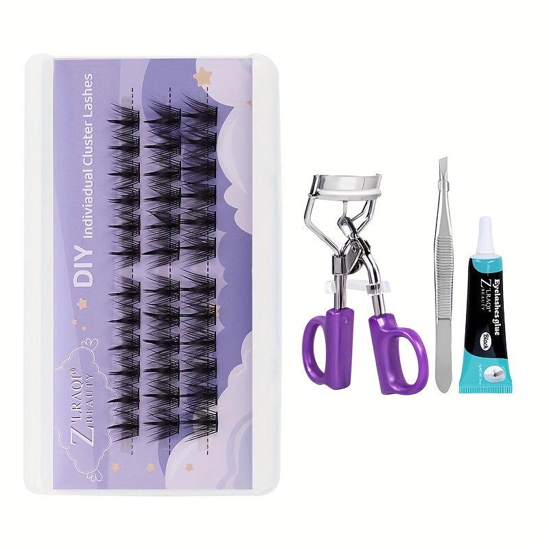 3 Rows Cluster Lashes Devil Feather Fan False Eyelashes Natural Makeup Kit