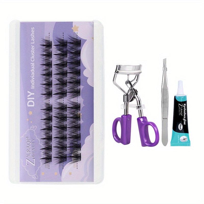 3 Rows Cluster Lashes Devil Feather Fan False Eyelashes Natural Makeup Kit