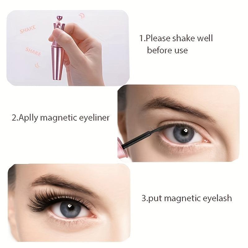 2Pairs Magnetic Eyelashes With Tweezers and Eyeliner